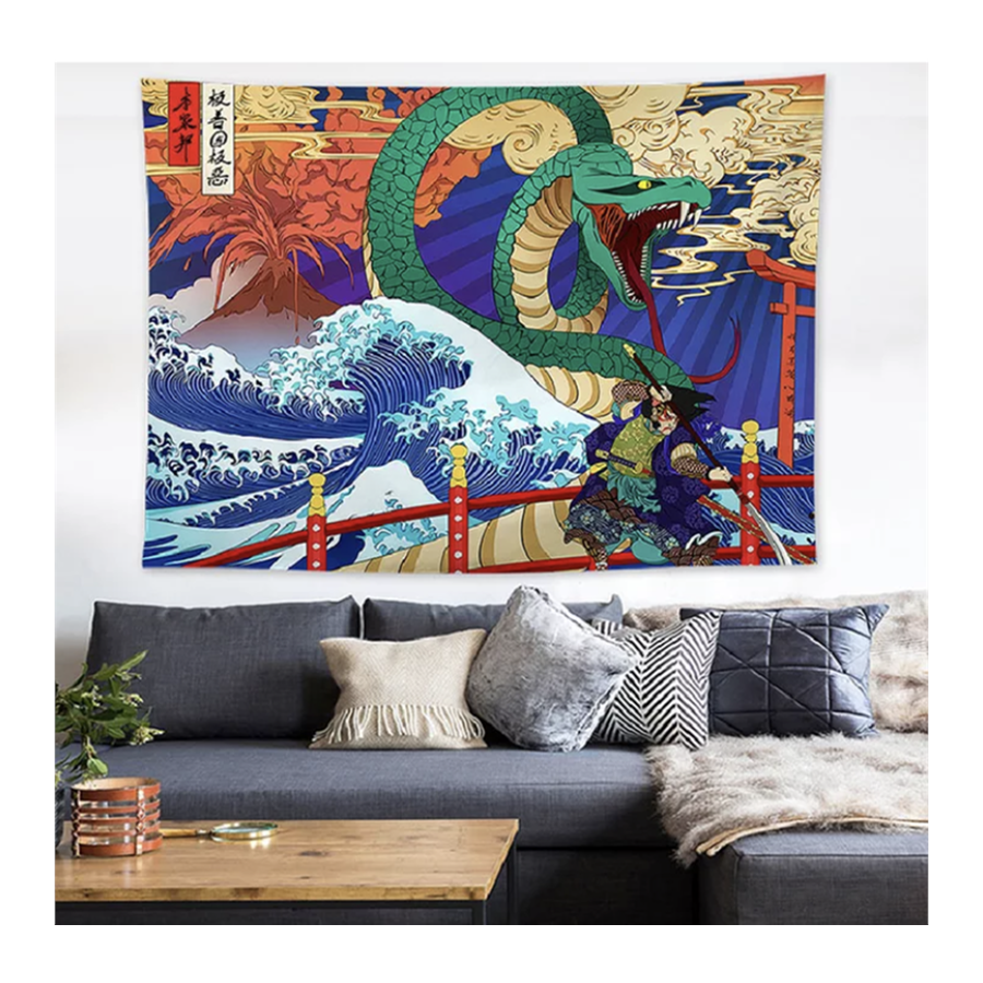 70 X 100 Cm Art - Katsushika Hokusai – The Great Wave Snake Duvar Halısı
