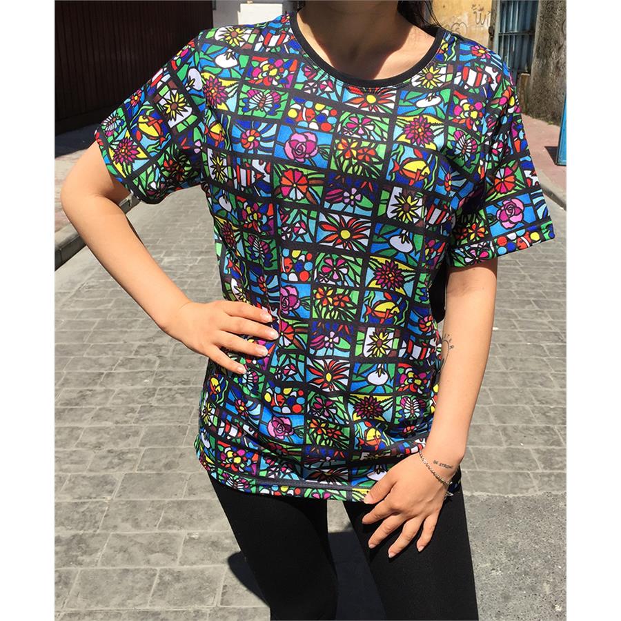 Dijital Baskı - Renganerk Çiçekli (Unisex)  T-Shirt