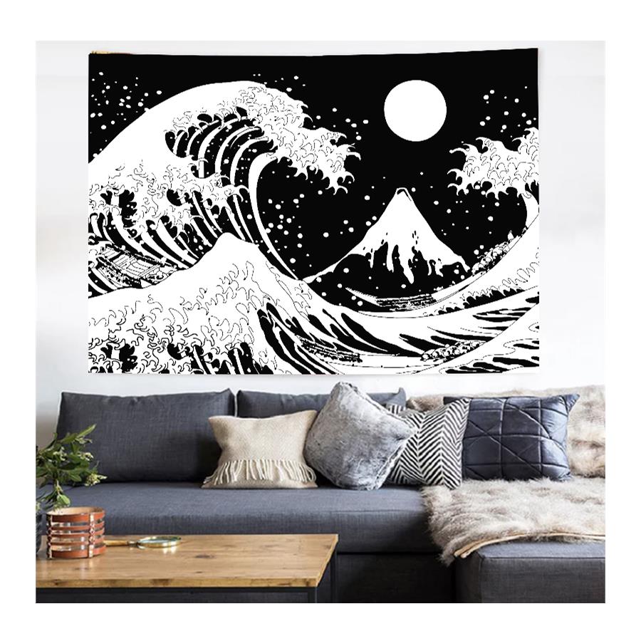 70 X 100 Cm Art - Renksiz Katsushika Hokusai – The Great Wave Duvar Halısı