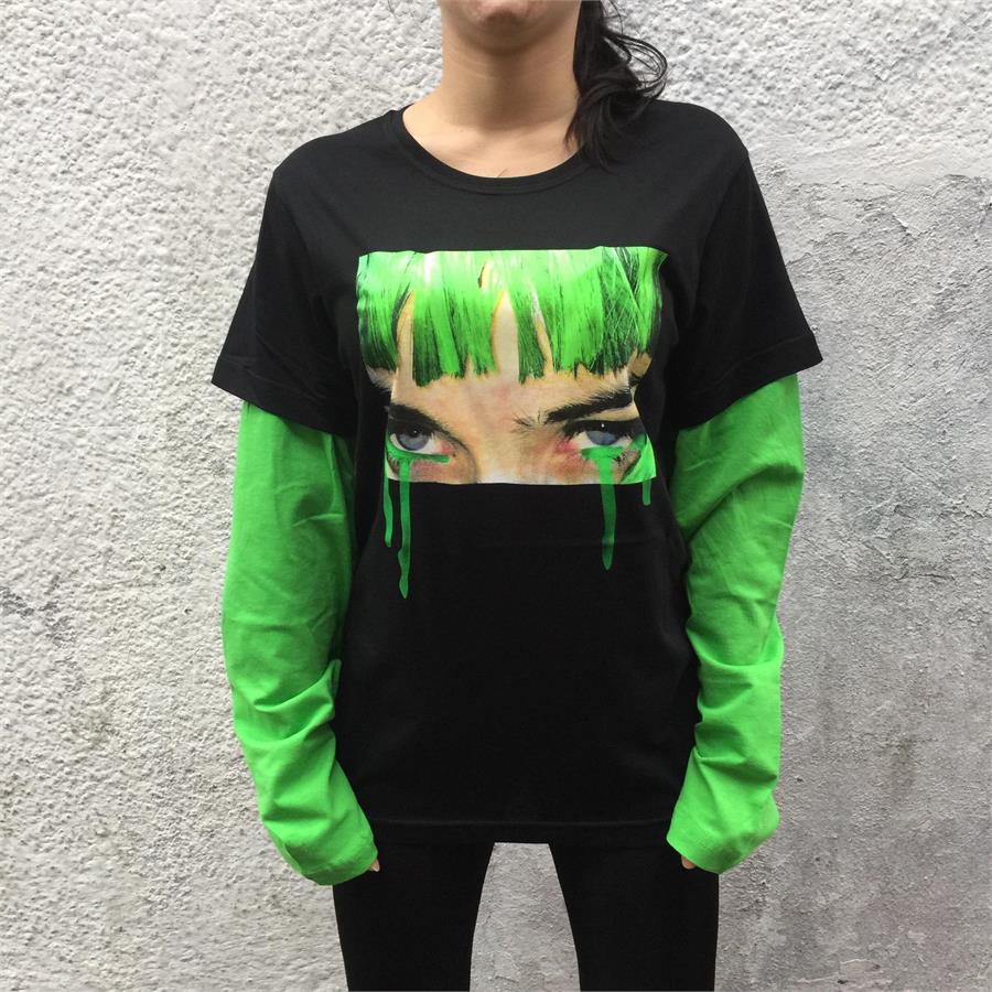Anime  Art - Green Hair Crying Harajuku Girl (Unisex) Kollu T-Shirt 