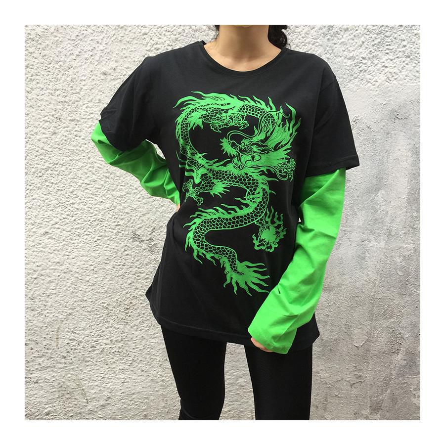 Yeşil Dragon Unisex Yeşil Kollu T-Shirt