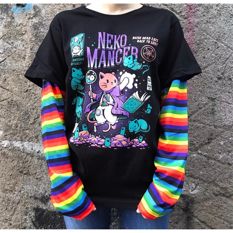 Neko Mancer (Unisex) Gökkuşağı Kollu T-Shirt