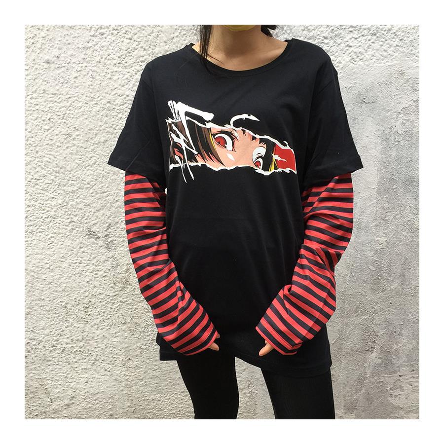  Anime - Sasuke (Unisex) Çizgili Kollu T-Shirt