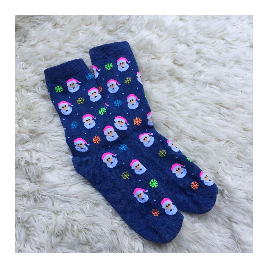 Noel Baba Ve Kar Desenli Çorap