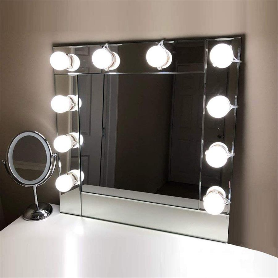 Makyaj Aynası Lamba Işık Yapışkanlı 10'Lu Ayna Duvar Led Ampul
