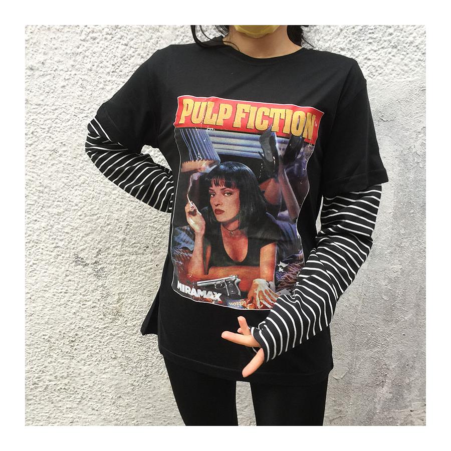 Pulp Fiction - Uma Thurman Unisex Çizgili Kollu T-Shirt