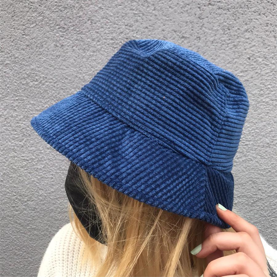 Kadife Kumaş Majestik Mavi Bucket Şapka