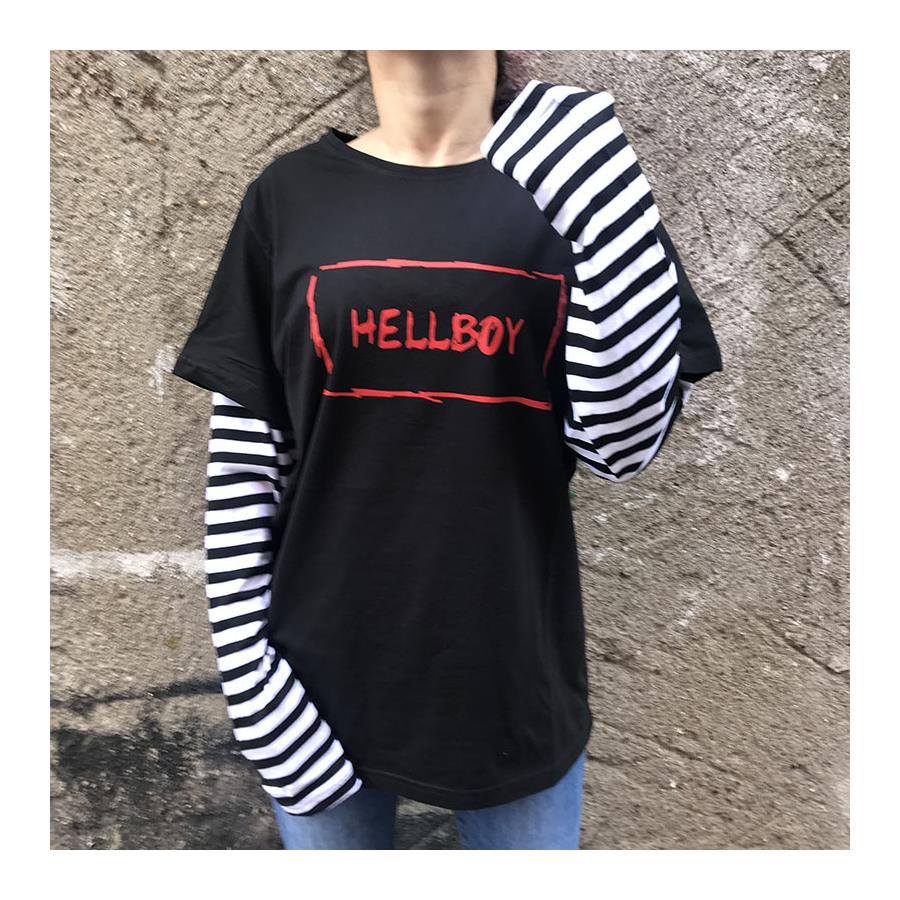 Lil Peep - Hellboy Siyah Beyaz Kollu Unisex T-Shirt