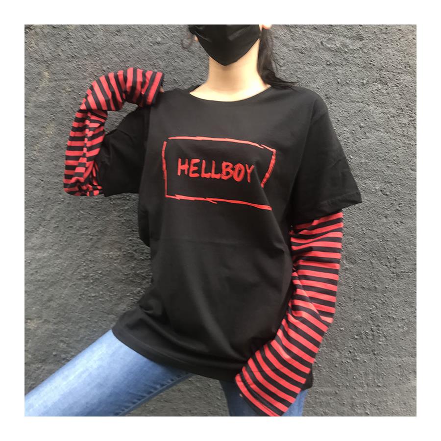 Lil Peep - Hellboy Siyah Kırmızı Kollu Unisex T-Shirt