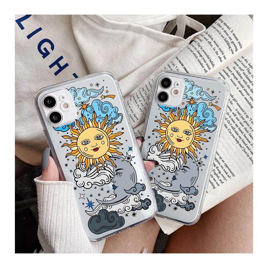 Şeffaf Moon And Sun Colour Iphone Telefon Kılıfları