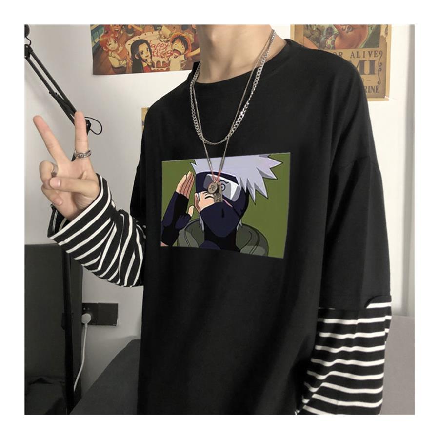 Anime Naruto : Kakashi Hatake Çizgili Kollu Unisex T-Shirt