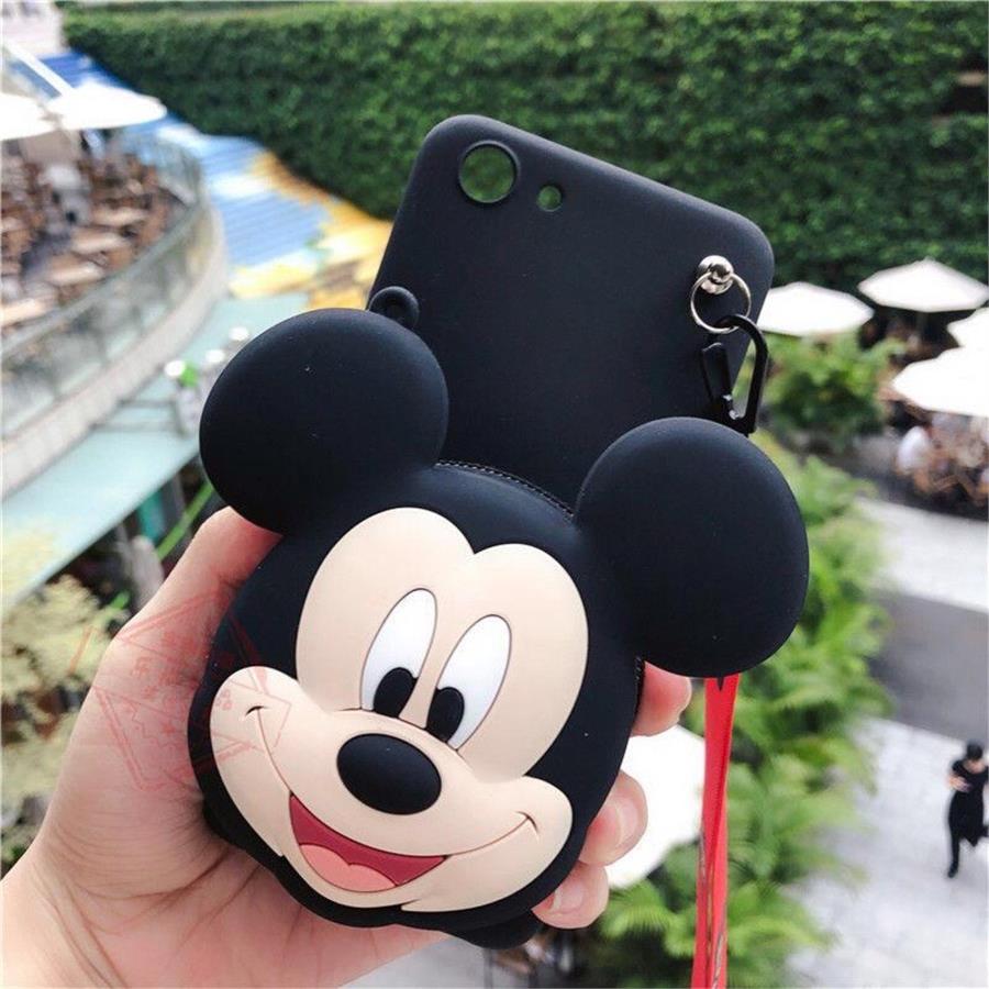 Cüzdanlı Ve Boyundan Asmalı Mickey Mouse 3D Iphone Telefon Kılıfları