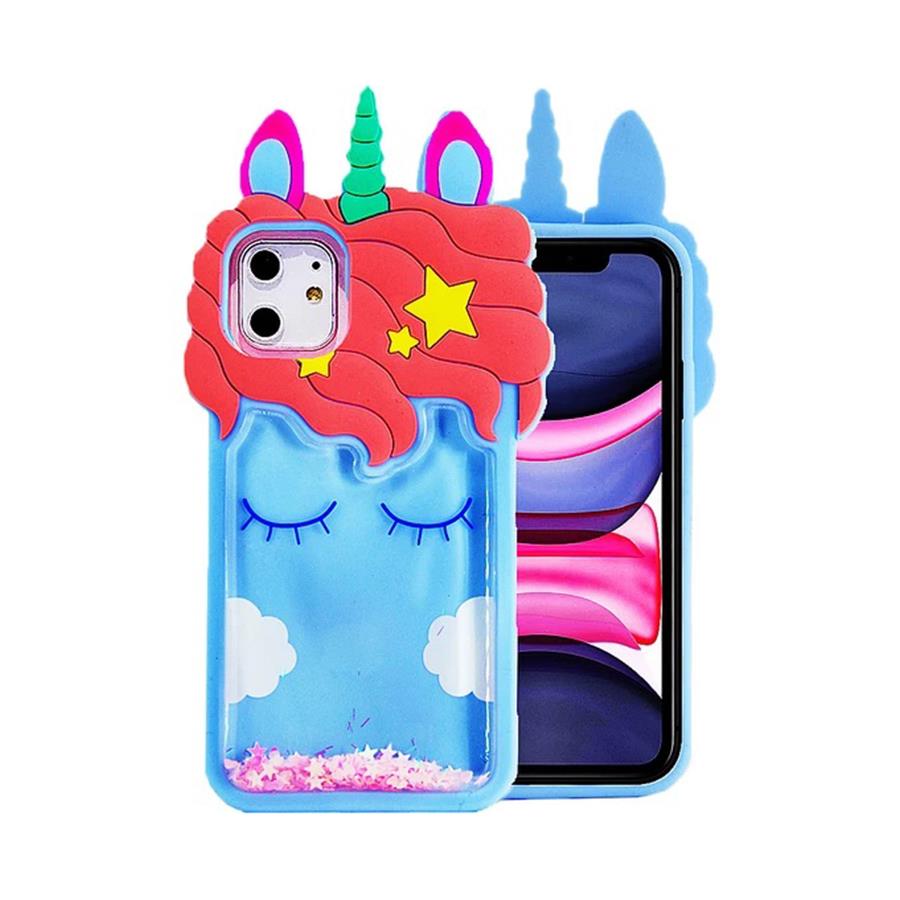 Sulu Ve Simli Lila Unicorn Iphone Telefon Kılıfları