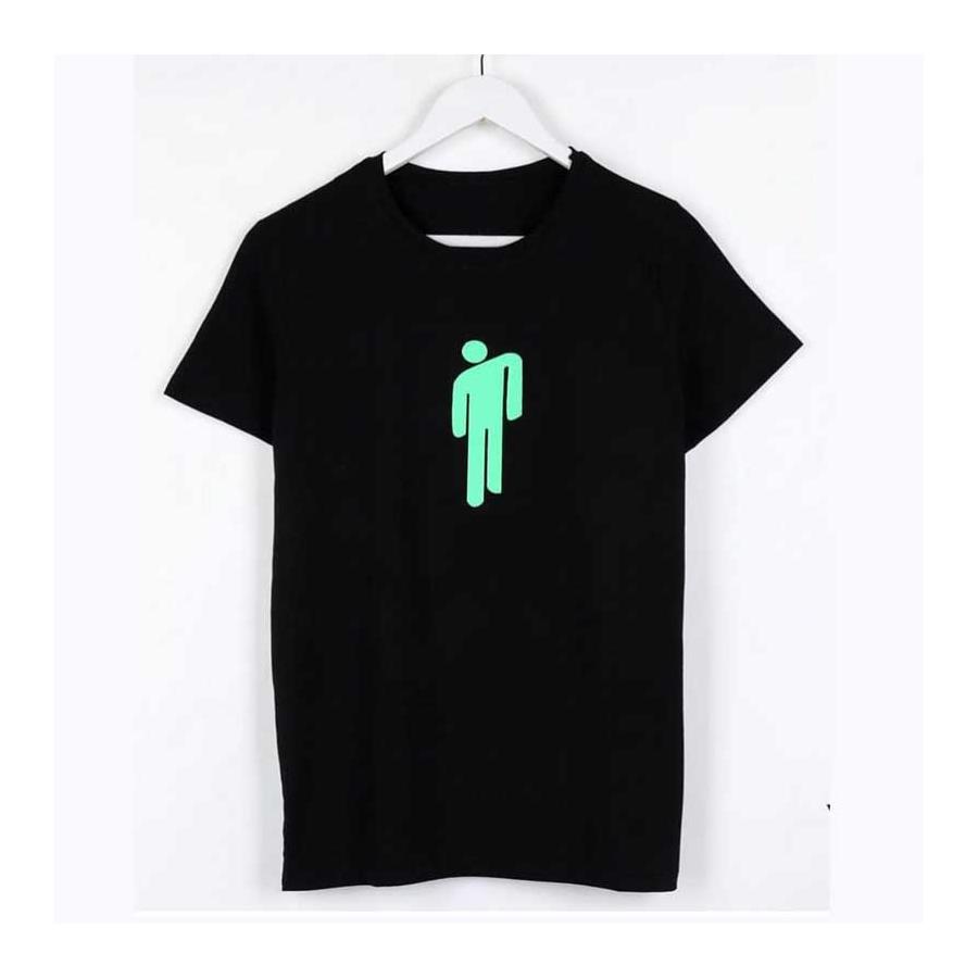 Siyah Üzeri Yeşil Baskı Billie Eilish Logo Unisex T-Shirt