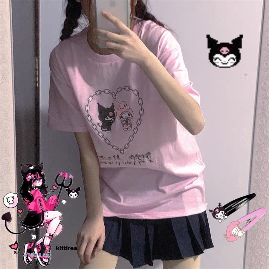 Anime Pembe Fantasy Magic Melody - Kuromi Unisex T-Shirt