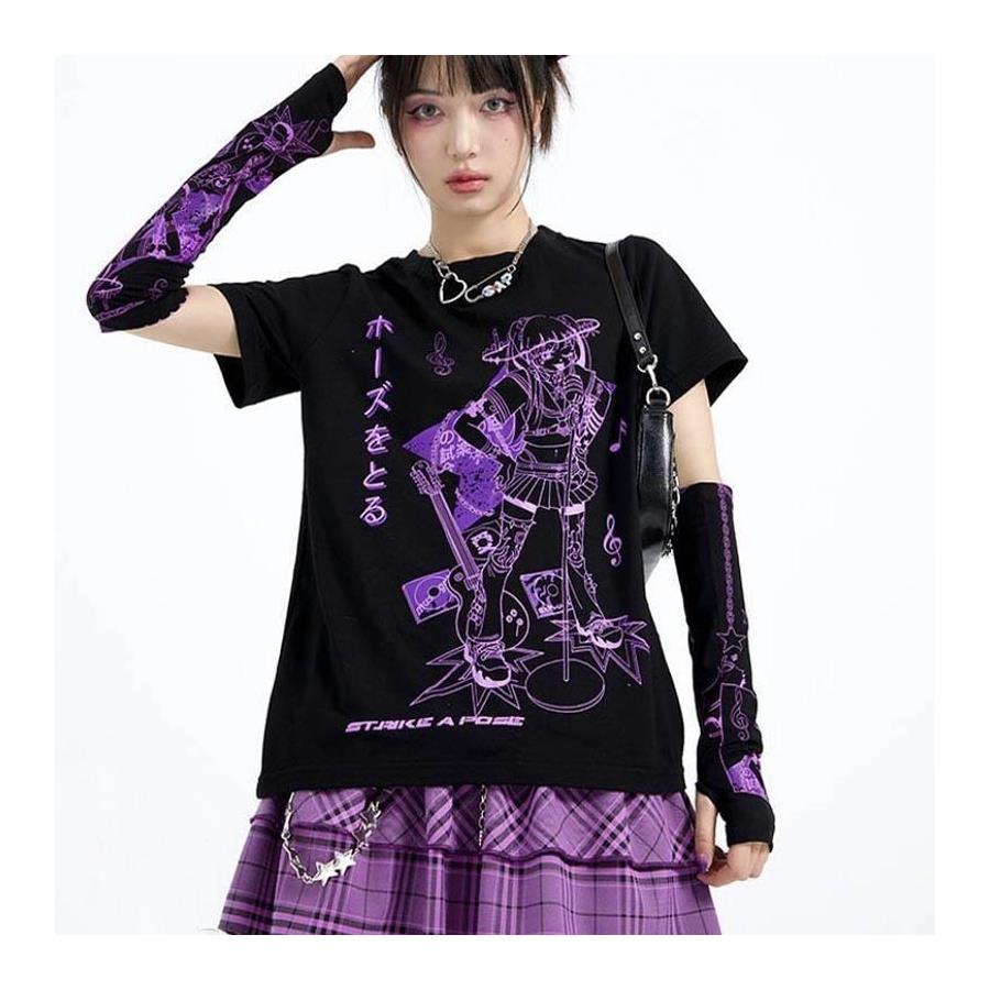 Anime Grunge Punk Siyah Unisex T-Shirt