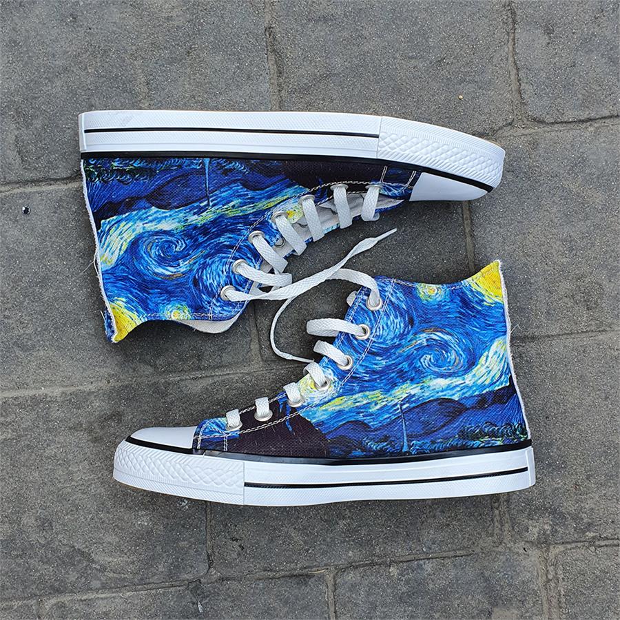 Art - Van Gogh - The Starry Night  Uzun Kanvas Ayakkabı