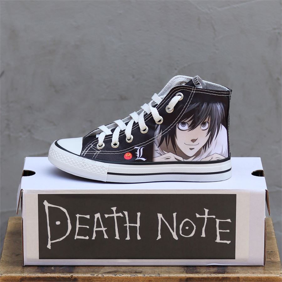 Anime Death Note Face And L Uzun Kanvas Ayakkabı