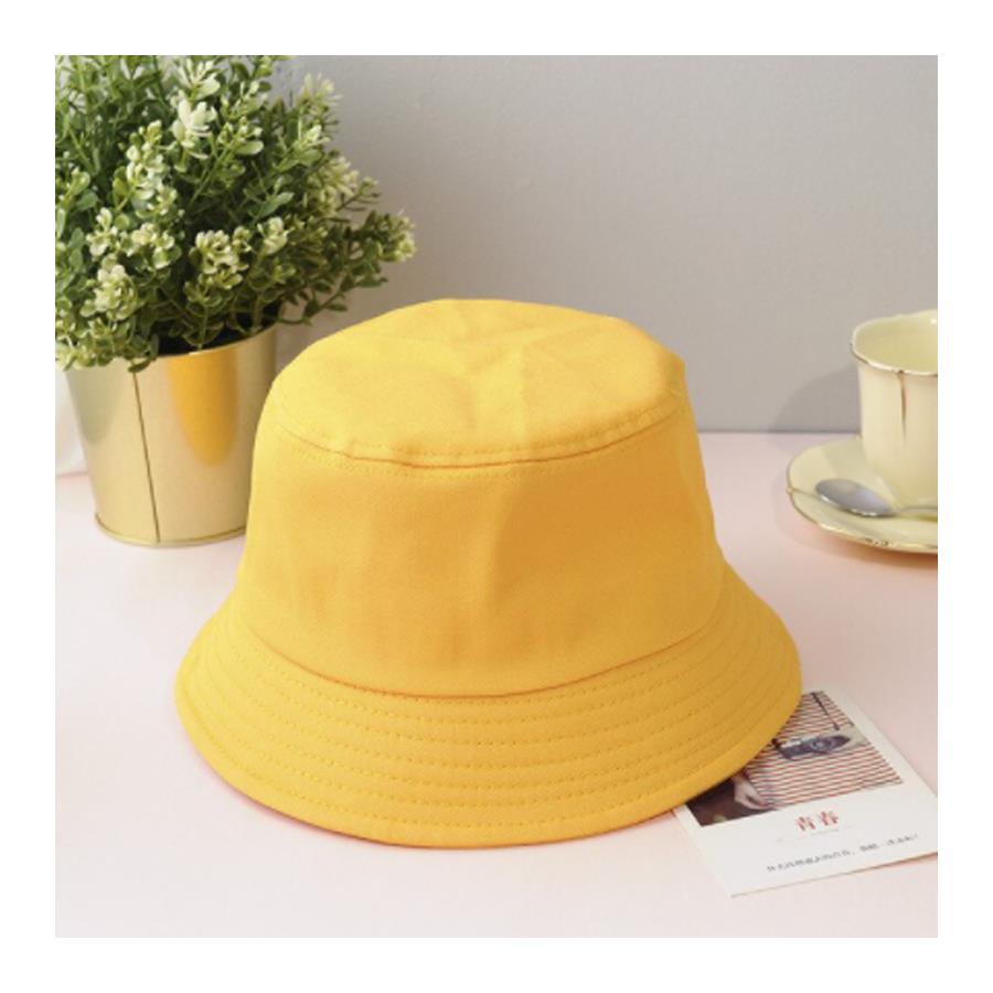 Düz Sarı Bucket Şapka