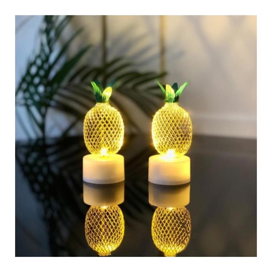 Dekoratif Led Işıklı Metal Mini Çift Ananas Lamba