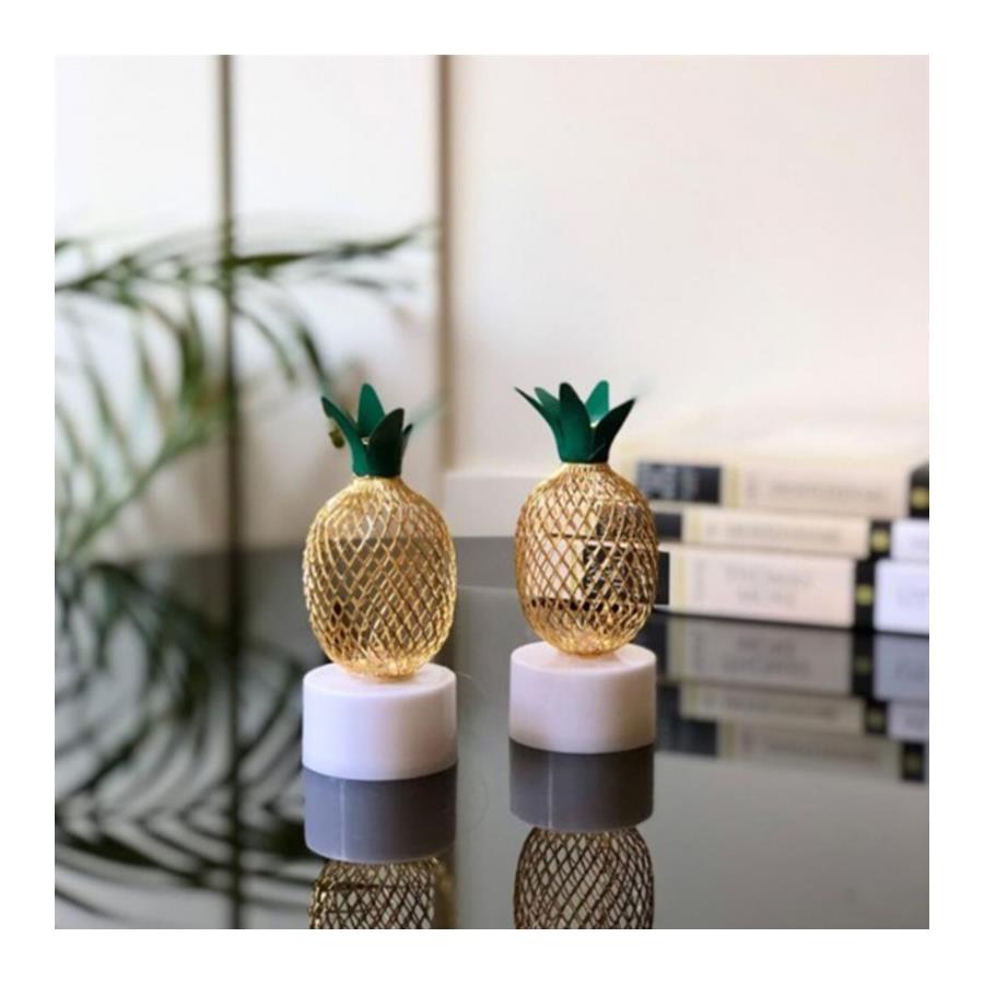 Dekoratif Led Işıklı Metal Mini Çift Ananas Lamba