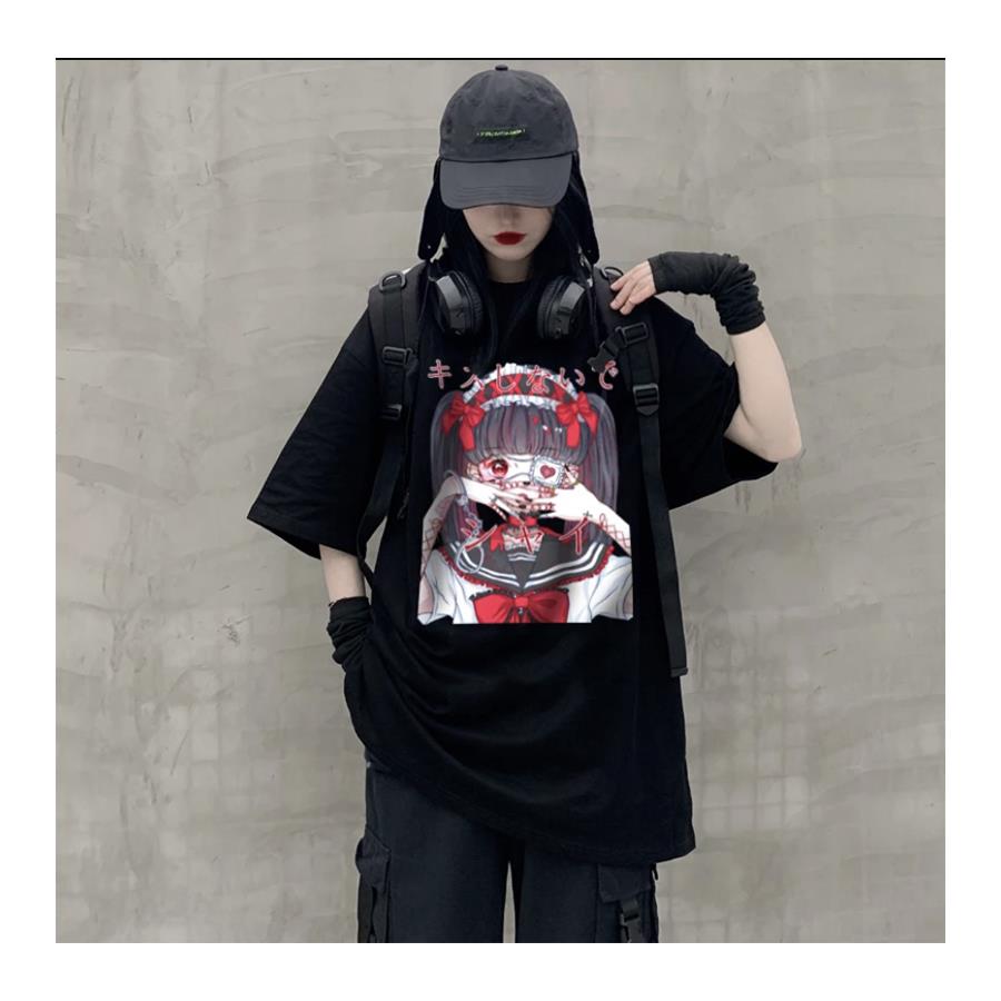 Anime Girl Loli Goth Siyah (Unisex) T-Shirt 