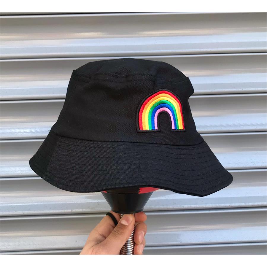 Rainbow Logo Siyah Bucket Şapka