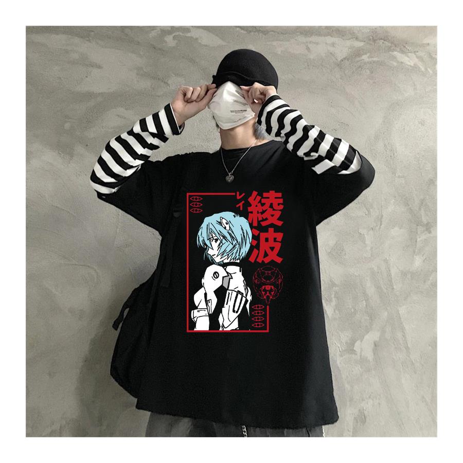 Anime Neon Genesis : Evangelion (Unisex)  Çizgili Kollu T-Shirt