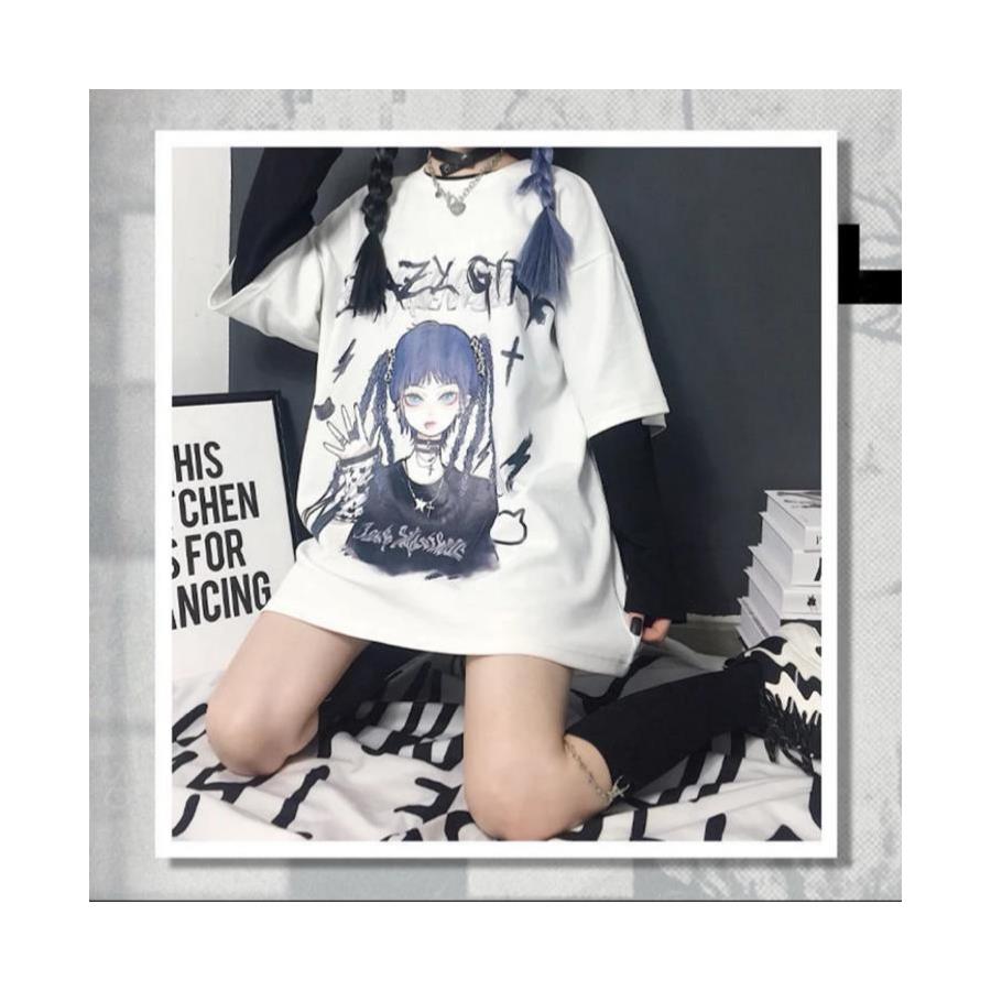 Anime Harajuku Crazy Girl Beyaz Unisex T-Shirt