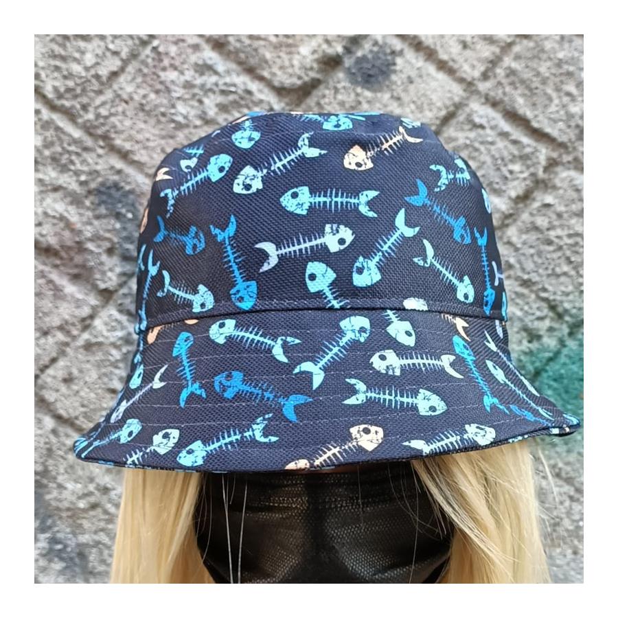 Balık Kılçığı Desenli Bucket Şapka
