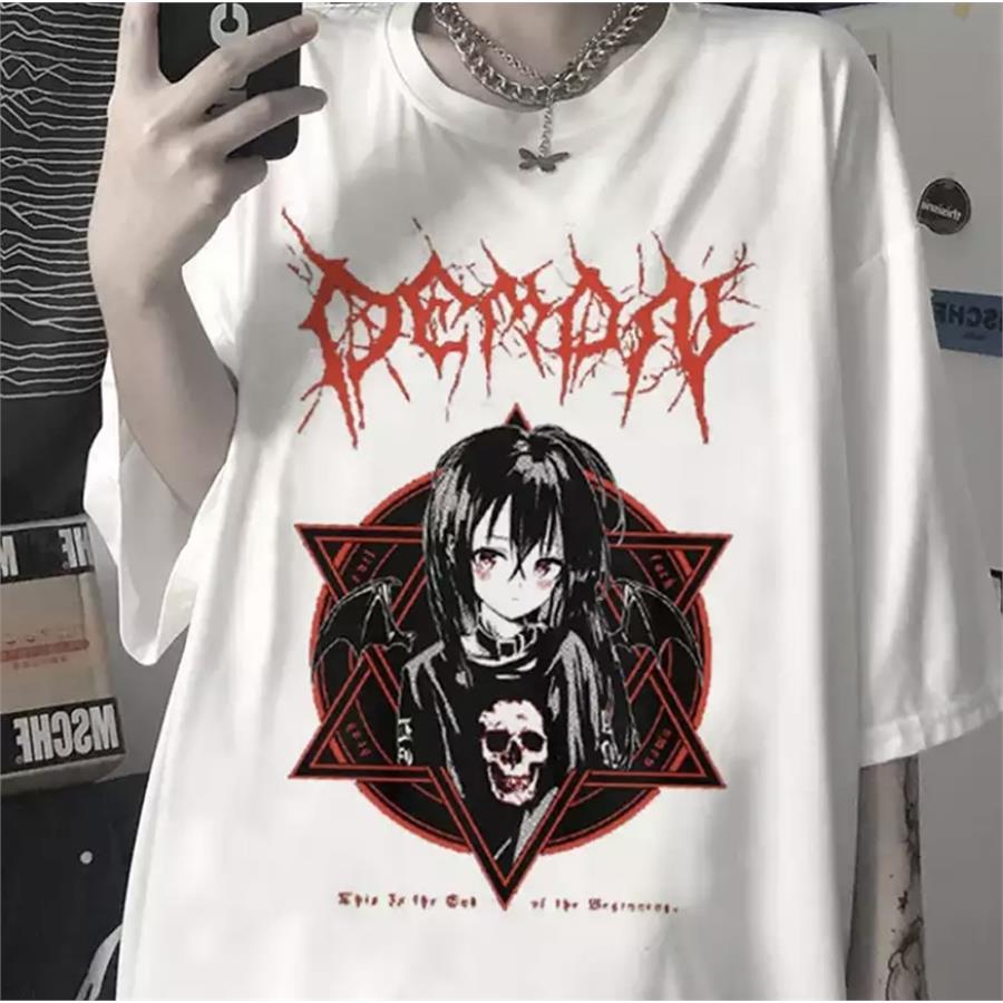 Anime Beyaz Harajuku Punk Demon Unisex T-Shirt