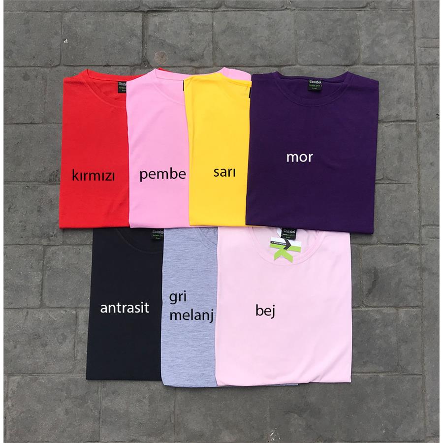 Düz Renk Unisex T-Shirtler 3