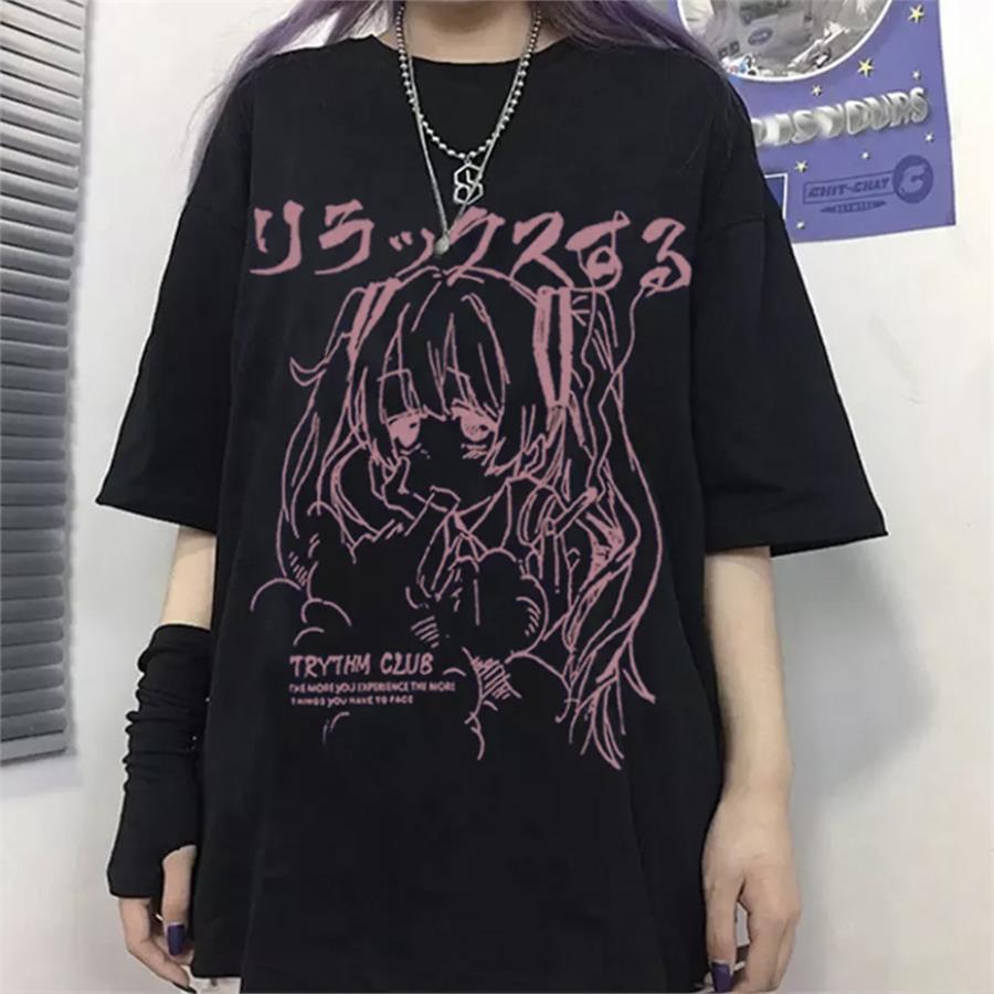 Anime Siyah Harajuku Sad Girl Unisex T-Shirt