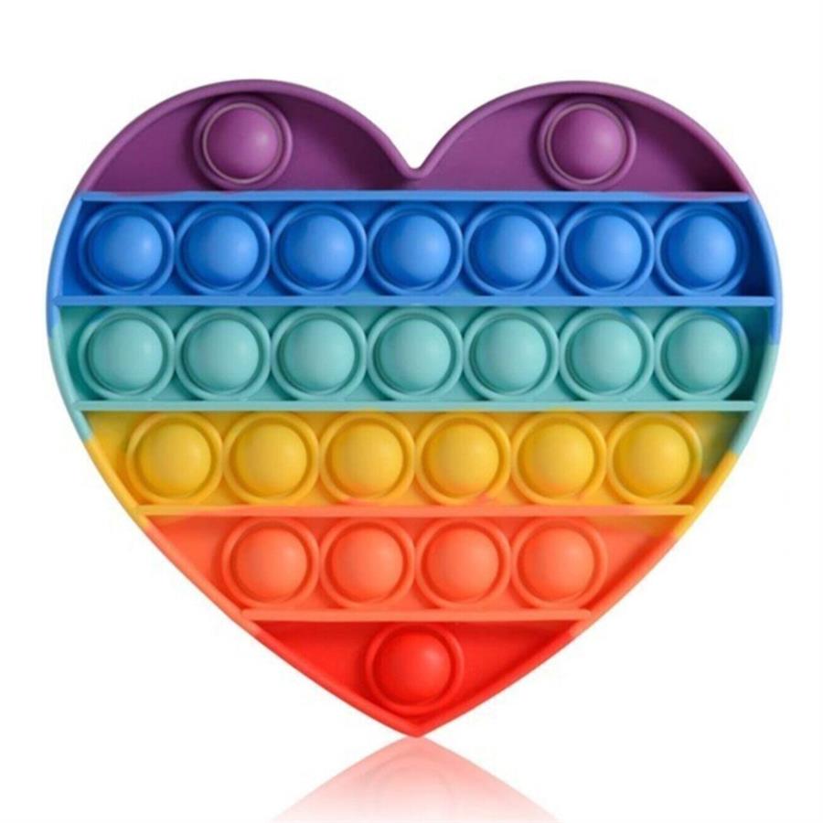 Push Pop It Push Bubble Fidget Stres Atıcı Rahatlatıcı Duyusal Oyuncak Gökkuşağı Kalp