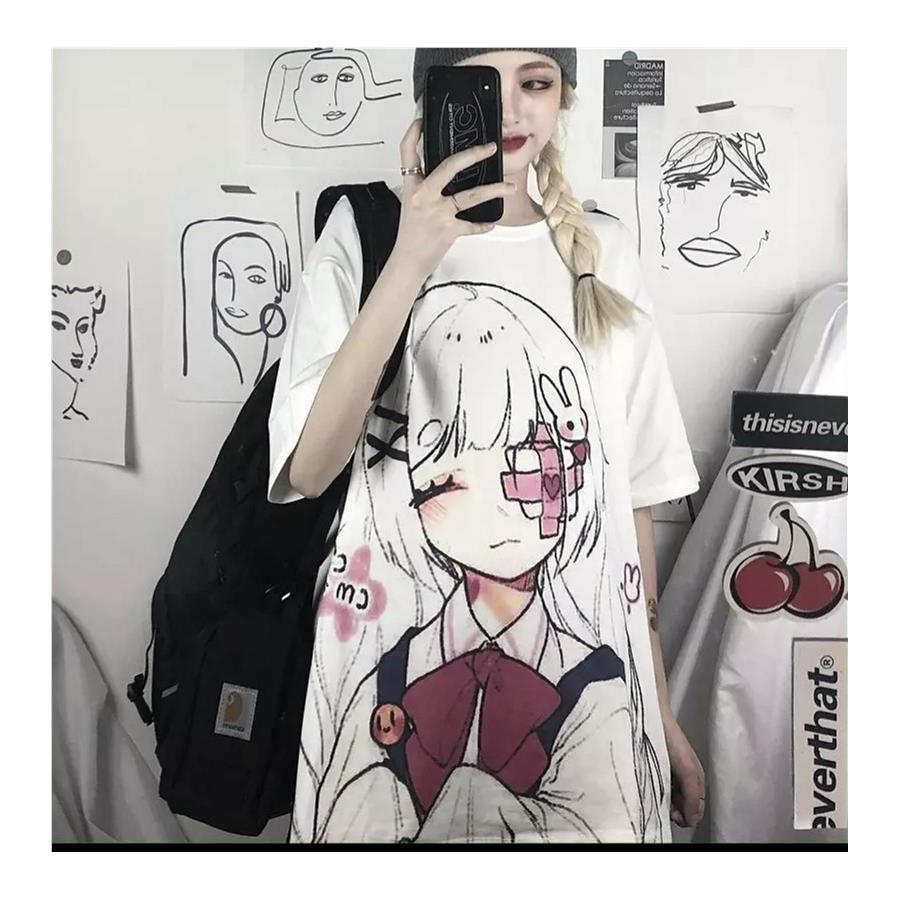 Eyepatch Anime Girl Menhera Beyaz Unisex T-Shirt