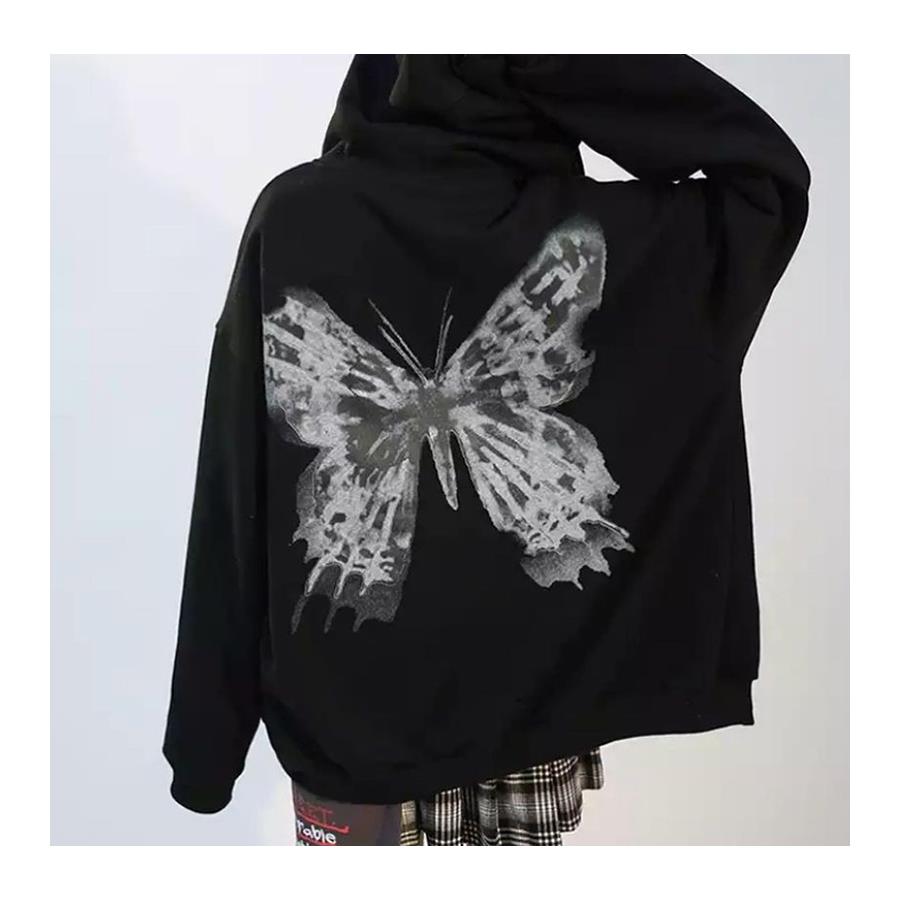 Codazzreet - Butterfly Fermuarlı (Unisex) Kapüşonlu Sweatshirt