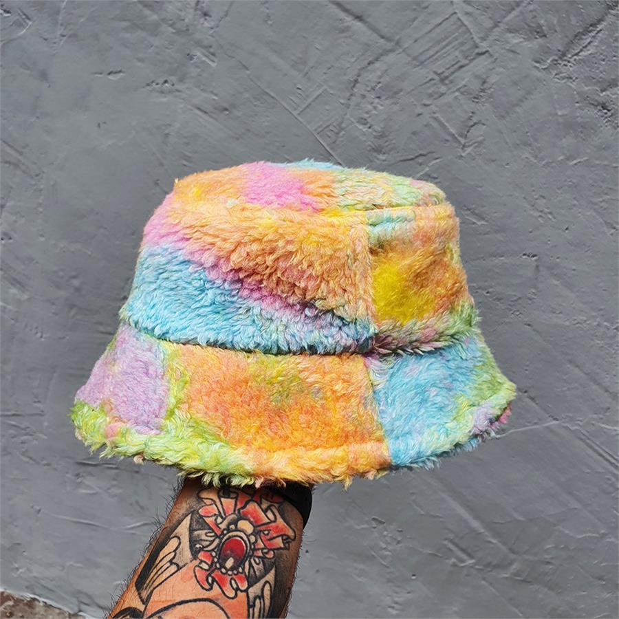 Rengarenk Peluş Bucket Şapka