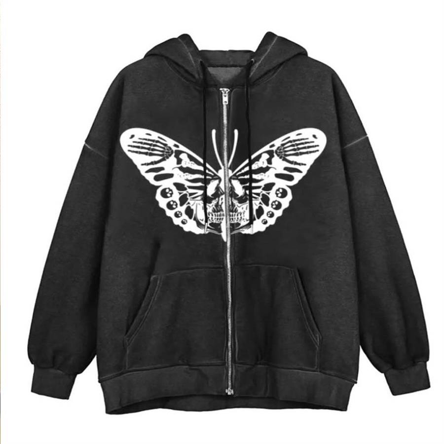 Harajuku Skeleton Moth (Unisex) Kapüşonlu Sweatshirt