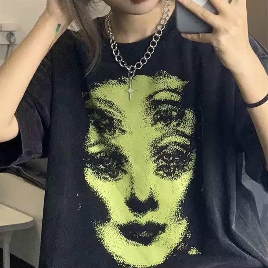 Harajuku Grunge Green Face Unisex T-Shirt