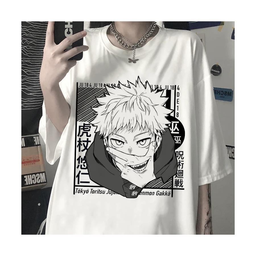 Anime Jujutsu Kaisen Barcode Beyaz (Unisex) T-Shirt