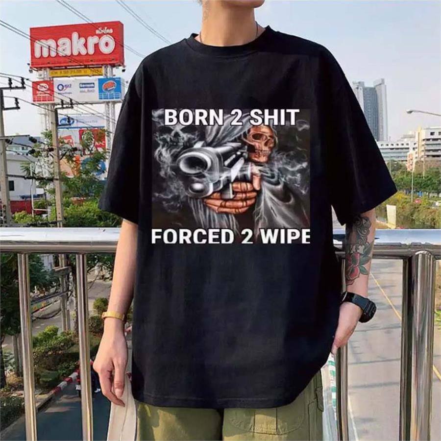 Born 2 Shit Siyah (Unisex) T-Shirt
