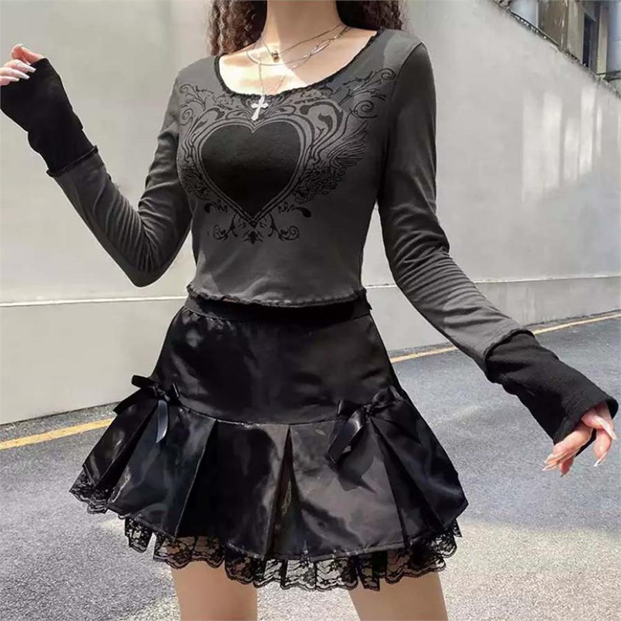 Harajuku Fashion Gothic Heart Uzun Kollu