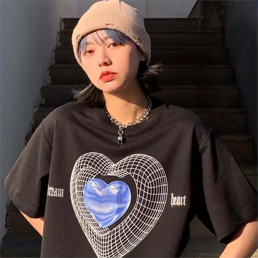Harajuku Dream Heart Siyah (Unisex) T-Shirt