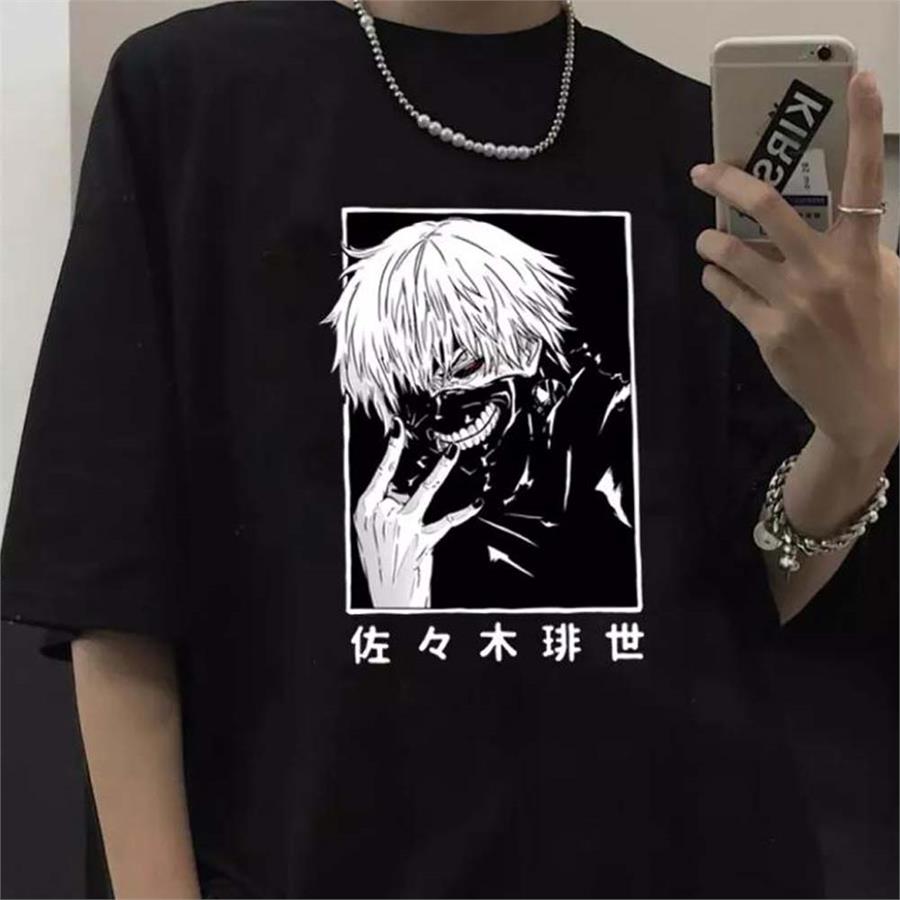 Anime Tokyo Ghoul Kaneki Ken Portrait Siyah (Unisex) T-Shirt