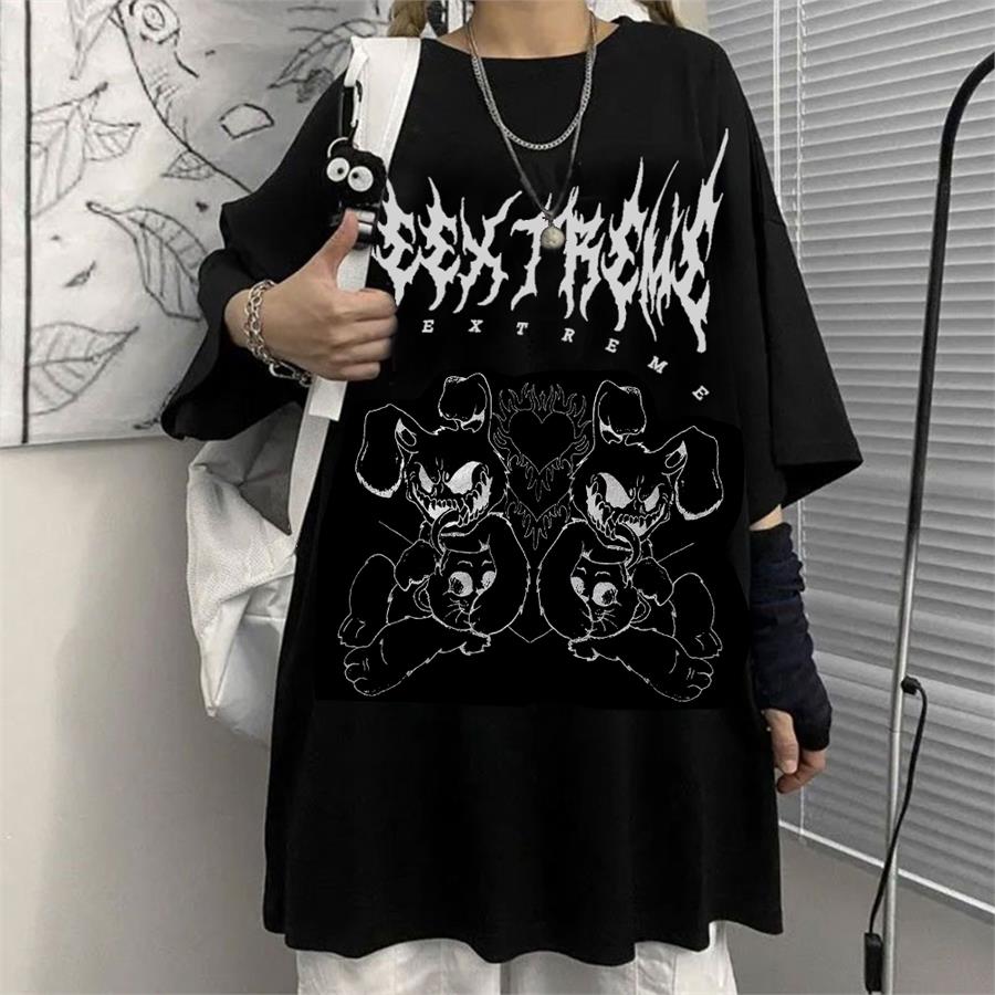 Harajuku Gothic Extreme Siyah (Unisex) T-Shirt