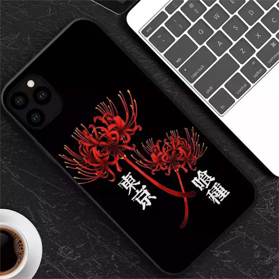 Anime Japanese Poison Flowers Siyah Iphone Telefon Kılıfları
