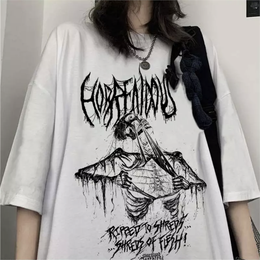 Gothic Ripped To Shreds Beyaz (Unisex) T-Shirt