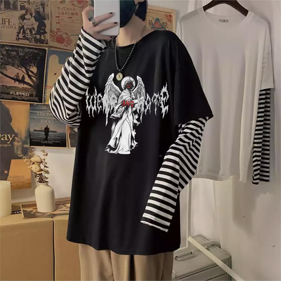Harajuku Murder Angel (Unisex) Çizgili Kollu T-Shirt