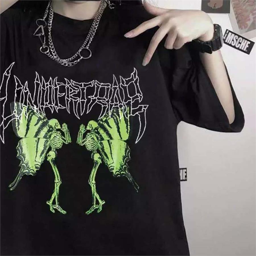 Siyah Gothic Kelebek (Unisex) T-Shirt