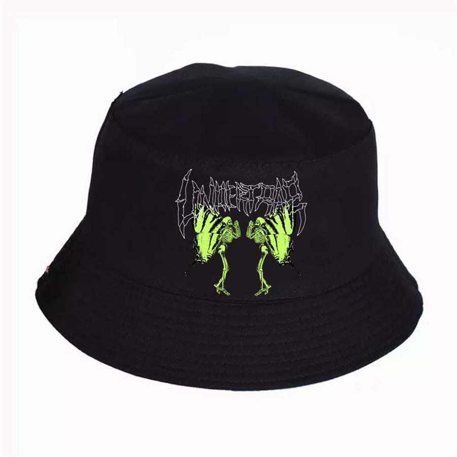 Siyah Gotik Kelebek Bucket Şapka